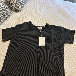 Andree Charcoal and White Textured Tee